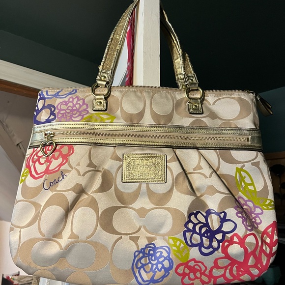 Coach Poppy Daisy Signature Applique Glam Tote -REHAB PIECE - Picture 5 of 11